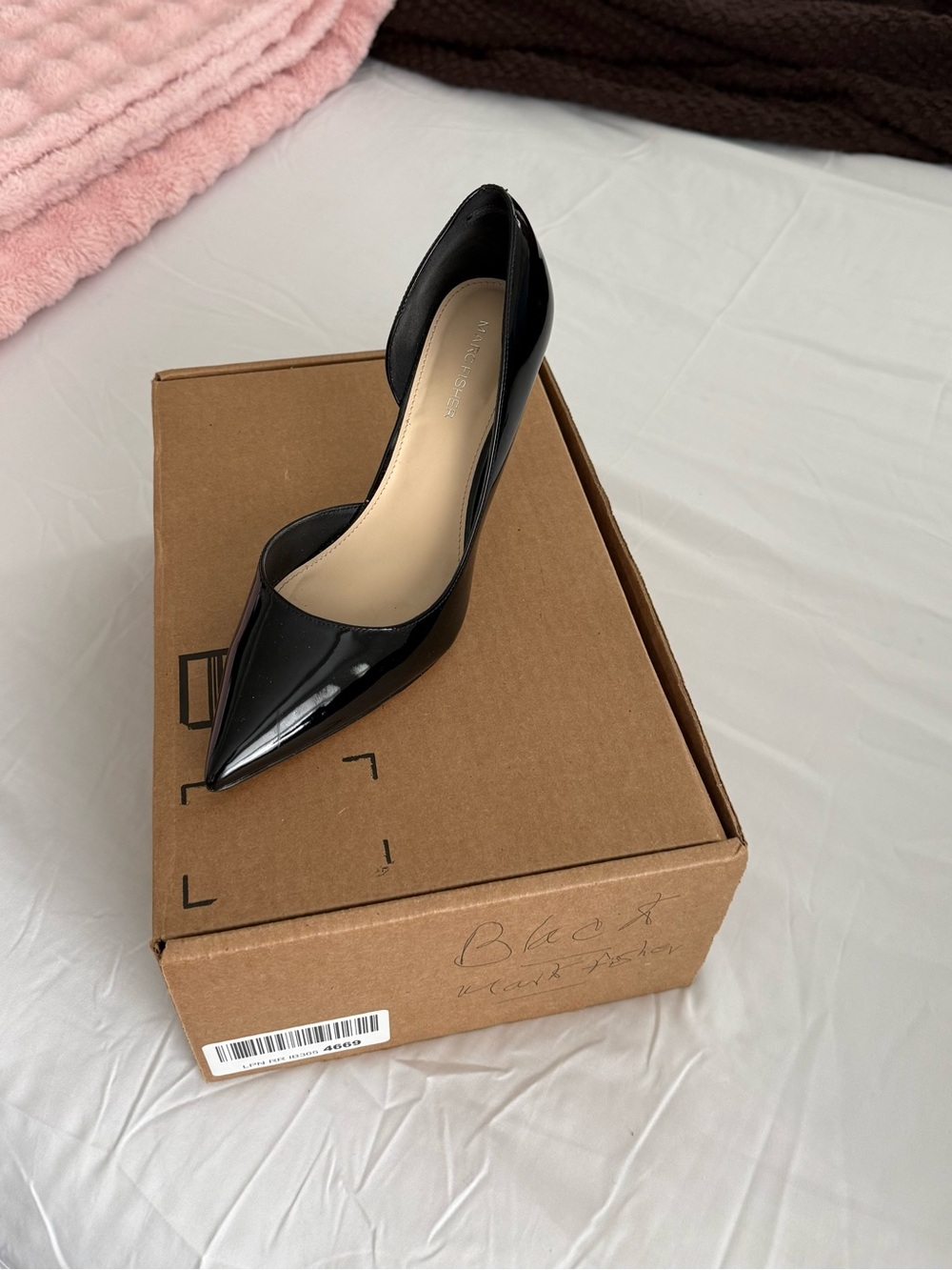 Marc Fisher Black Patent Pointed D'Orsay Heel
